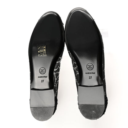 Chanel Tweed Lambskin CC Cap Toe Ballerina Flats 37 Black 5 of 10