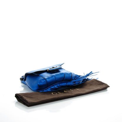 Gucci Metallic Calfskin Small Nouveau Fringe Shoulder Bag Electric Blue 4 of 6