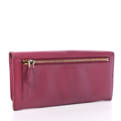 Prada Saffiano Metal Continental Flap Wallet Peonia 2 of 10