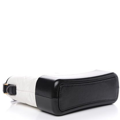 Chanel Aged Calfskin Quilted Medium Gabrielle Hobo Black White 3 of 9