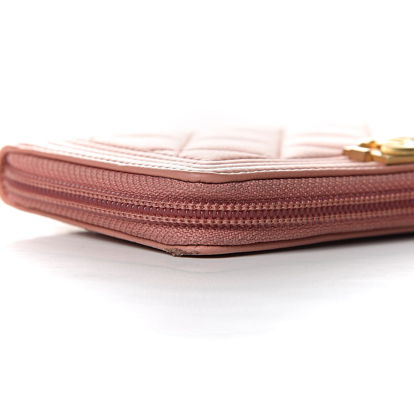 Caviar Quilted Boy Small Zip Around Wallet Pink