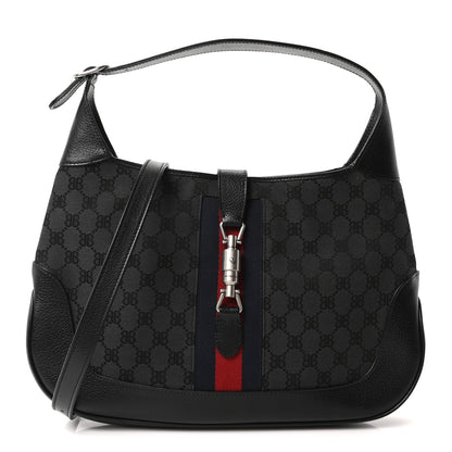 Gucci X BALENCIAGA Supreme Monogram Calfskin Web Medium Jackie 1961 Hobo Black 1 of 10