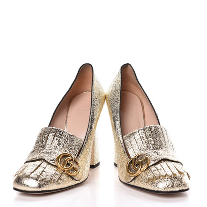 Gucci Galassia GG Marmont Fringe 105mm Loafer Pumps 40 Platino 6 of 9