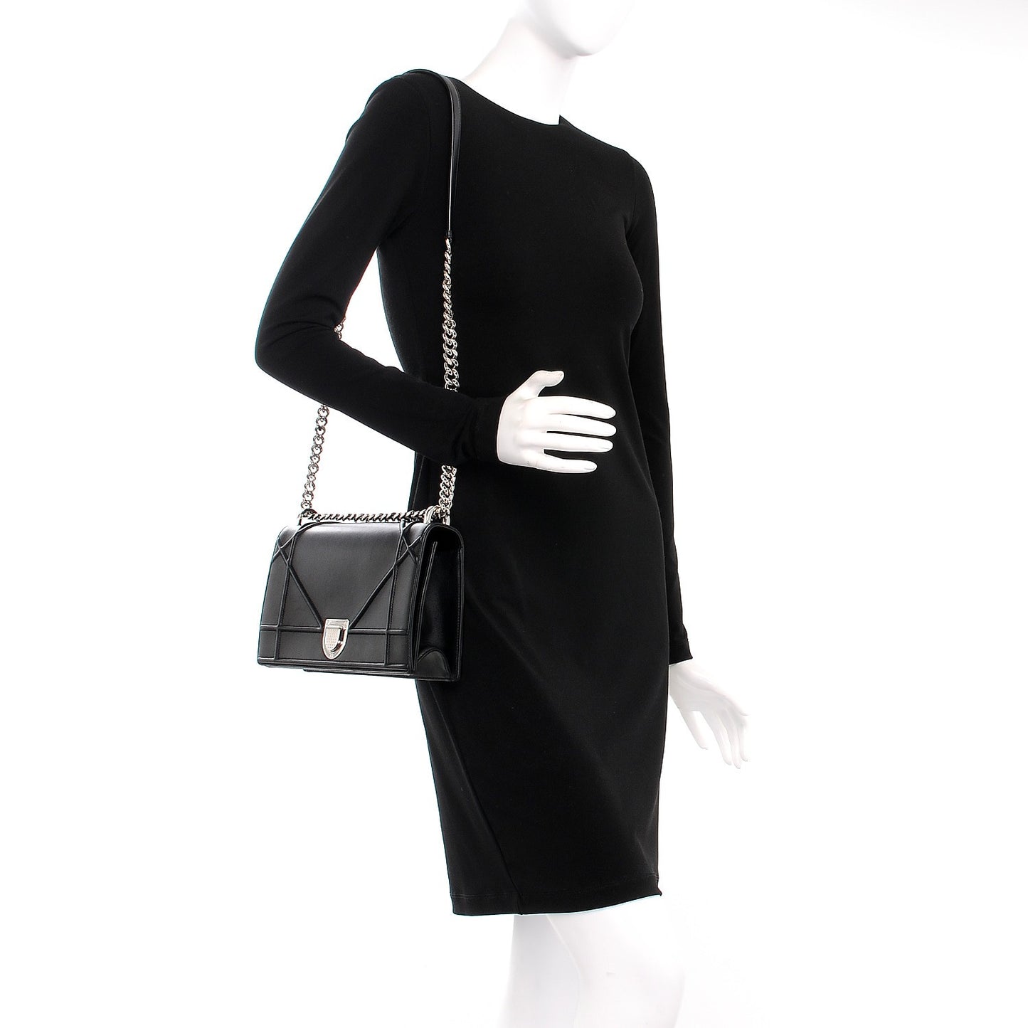 Lambskin Medium Diorama Flap Bag Black