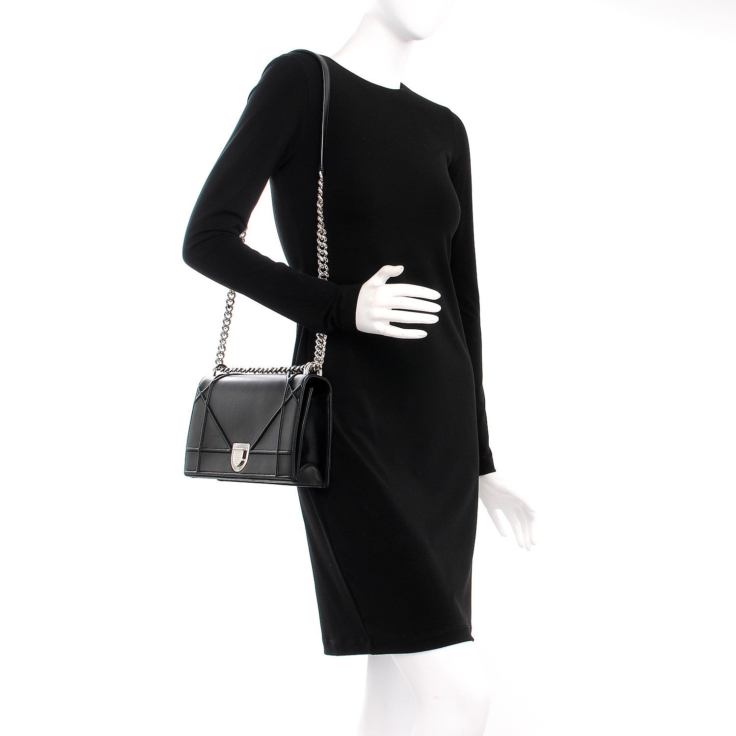 Christian Dior Lambskin Medium Diorama Flap Bag Black 2 of 9