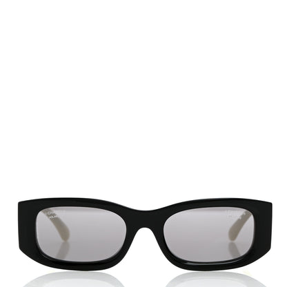 Chanel Acetate Rectangle Sunglasses 5525 Black White 2 of 8