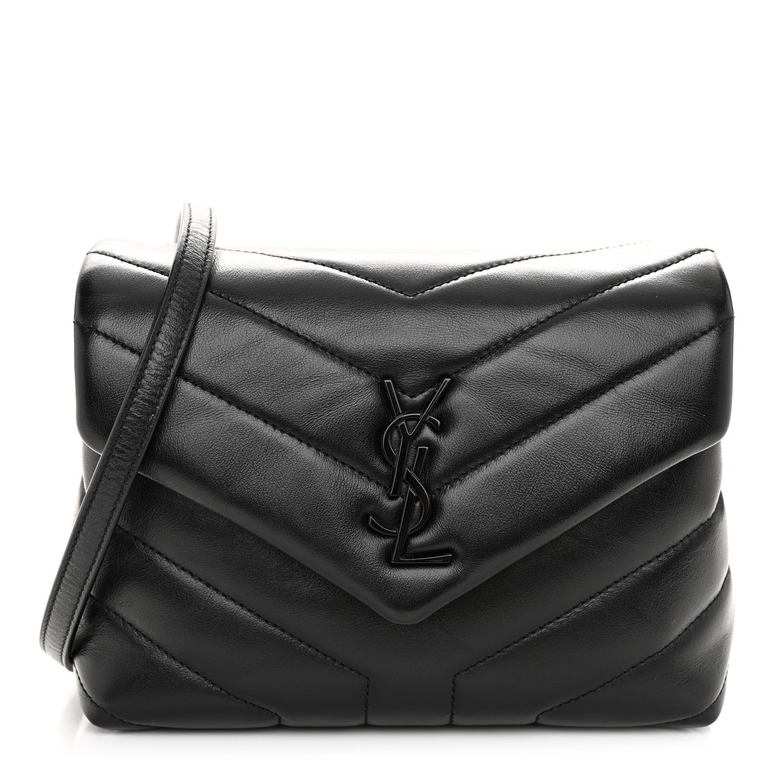 Saint Laurent Calfskin Y Quilted Monogram Monochrome Toy Loulou Crossbody Bag Black 1 of 11