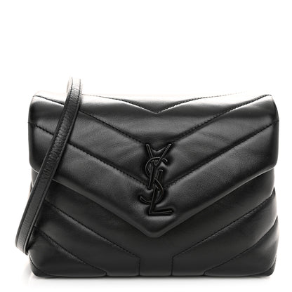 Saint Laurent Calfskin Y Quilted Monogram Monochrome Toy Loulou Crossbody Bag Black 1 of 11