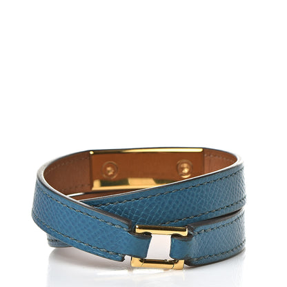 Hermes Epsom Rivale Double Tour Bracelet M Bleu Izmir 3 of 8