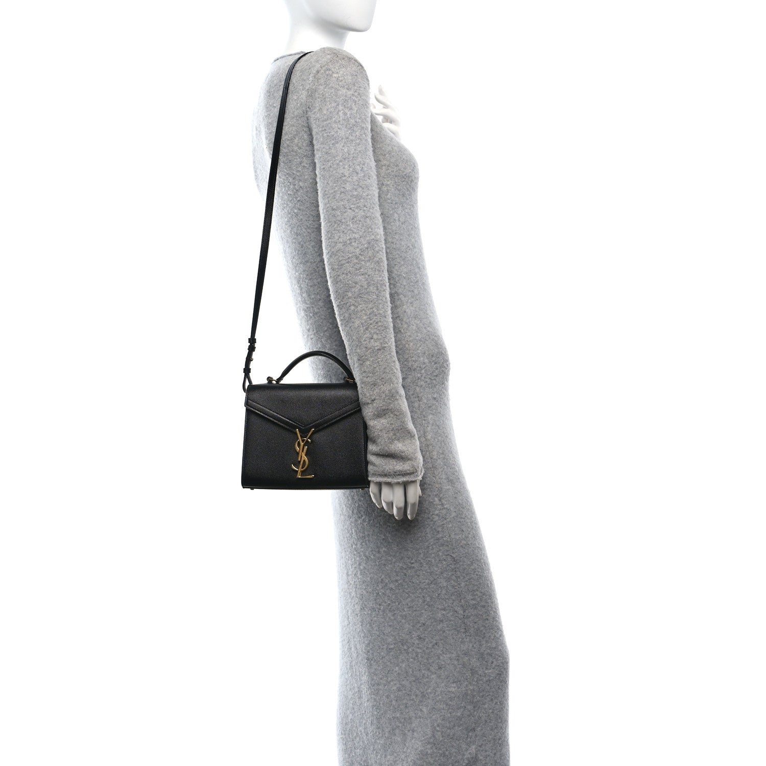Saint Laurent Grain de Poudre Mini Classic Monogram Cassandra Top Handle Black 2 of 11