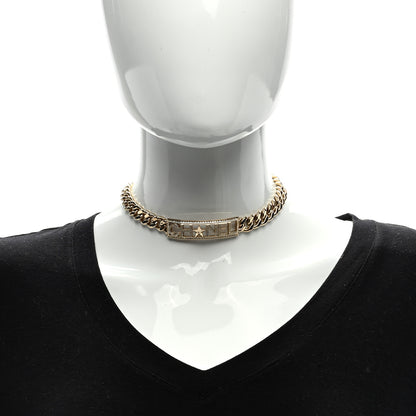 Chanel Crystal Chain Short Logo Necklace Gold 2 of 4