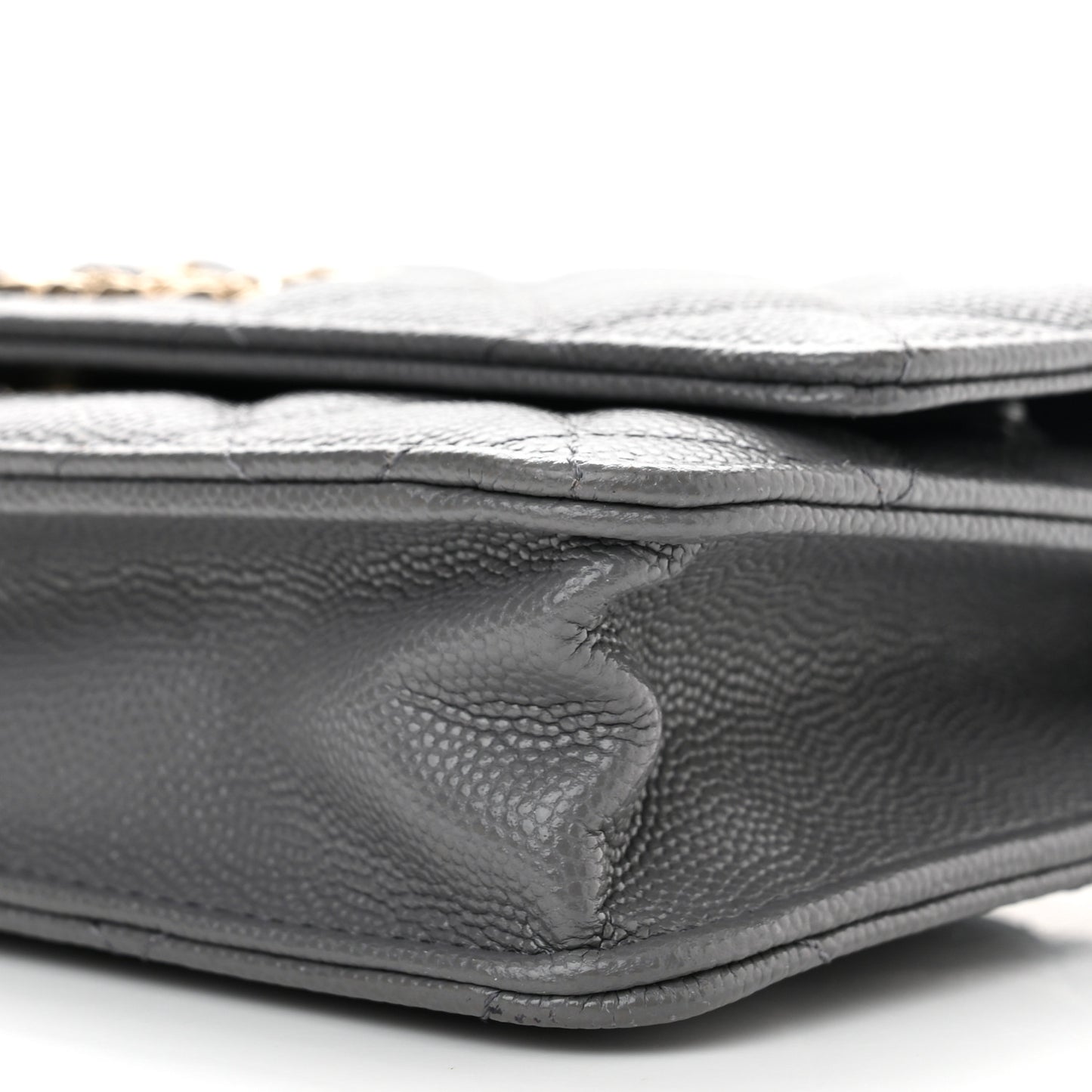 Caviar Quilted French New Wave Chain CC Wallet On Chain WOC Grey