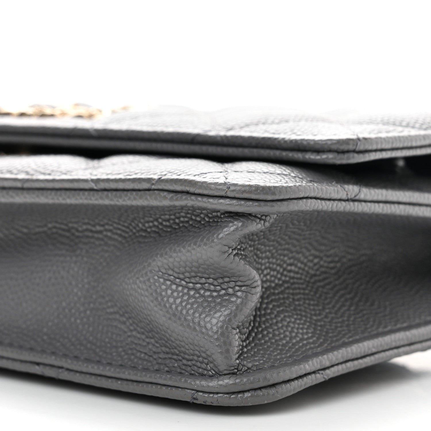 Chanel Caviar Quilted French New Wave Chain CC Wallet On Chain WOC Grey 11 of 12