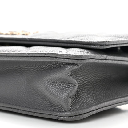 Chanel Caviar Quilted French New Wave Chain CC Wallet On Chain WOC Grey 11 of 12