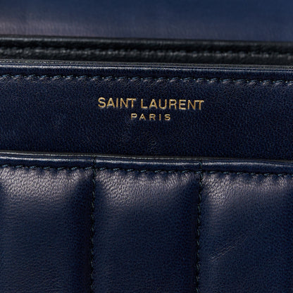 Saint Laurent Calfskin Matelasse Monogram Chain Bag Red Navy 8 of 11