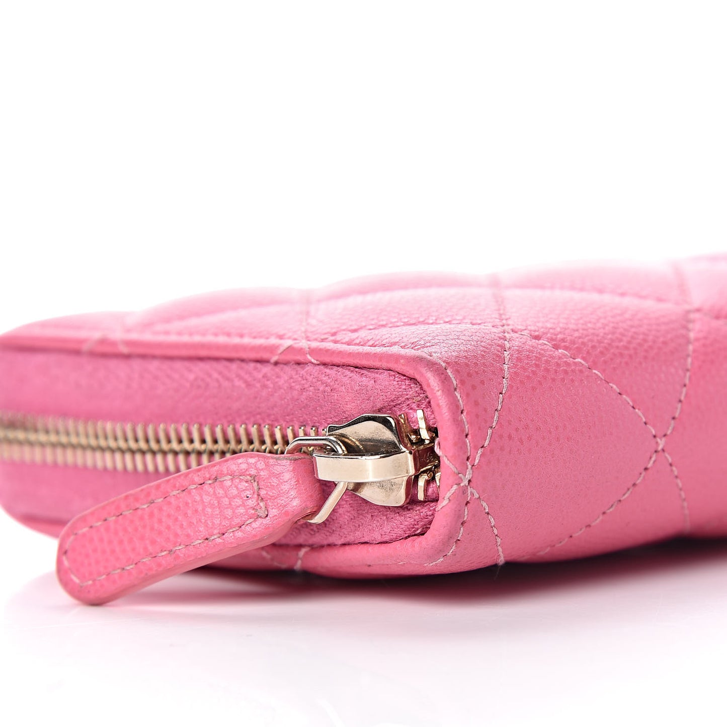 Caviar Quilted Large Gusset Zip Around Wallet Pink
