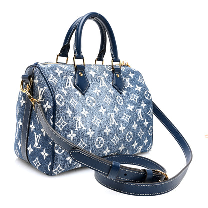 Louis Vuitton Monogram Jacquard Denim Speedy Bandouliere 25 Bleu 3 of 9