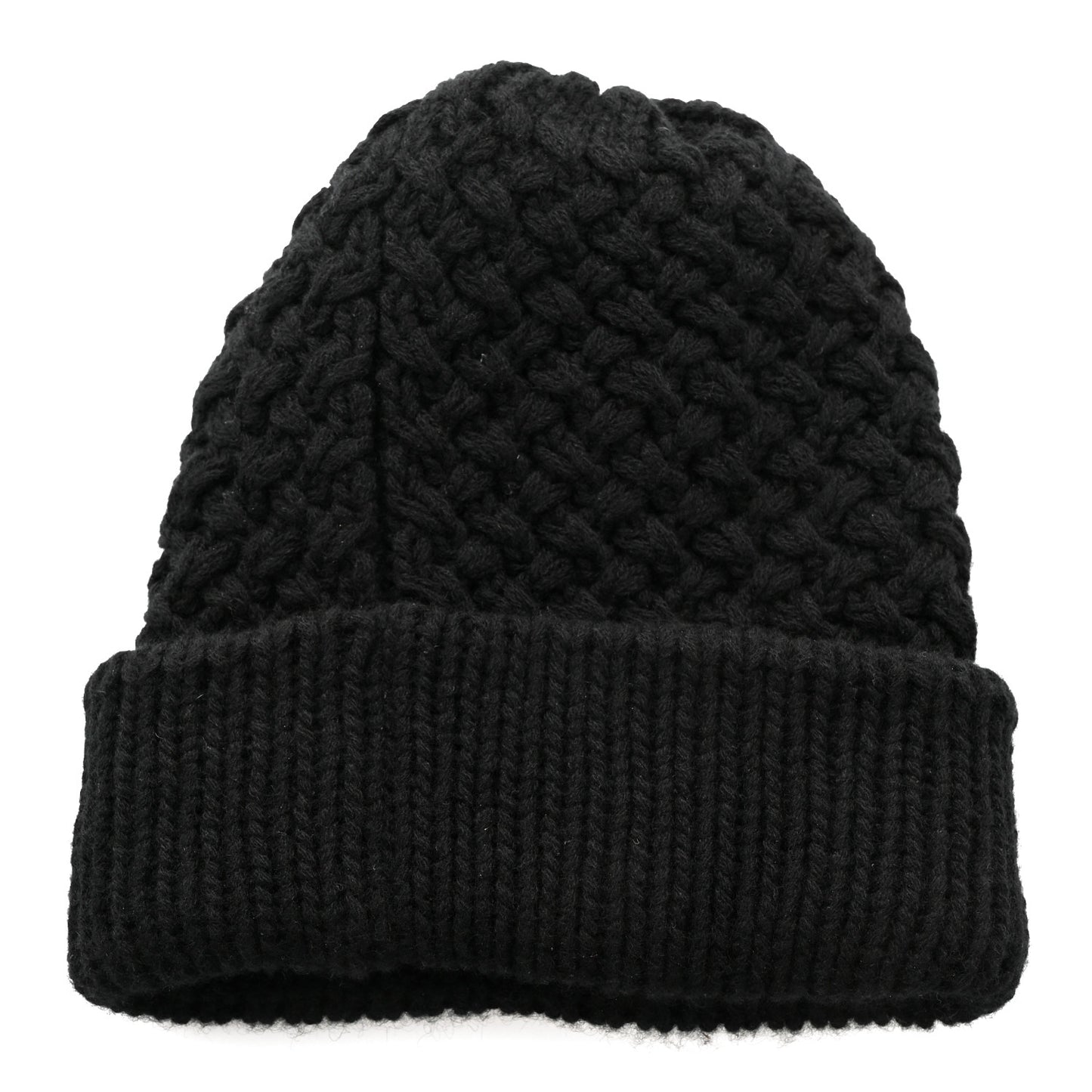 Wool Cashmere CC Beanie Hat Black White