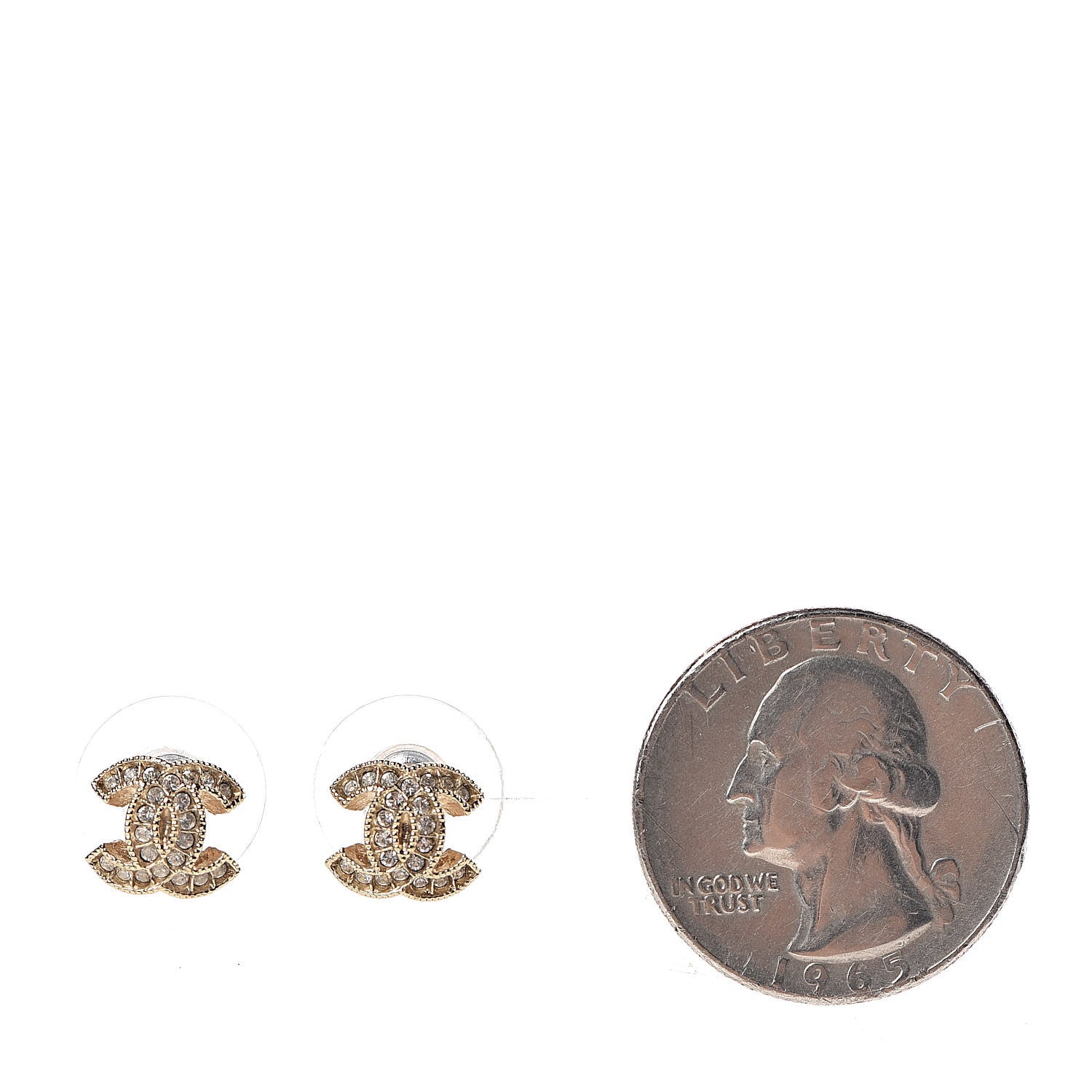 Chanel Crystal CC Earrings Gold 2 of 5
