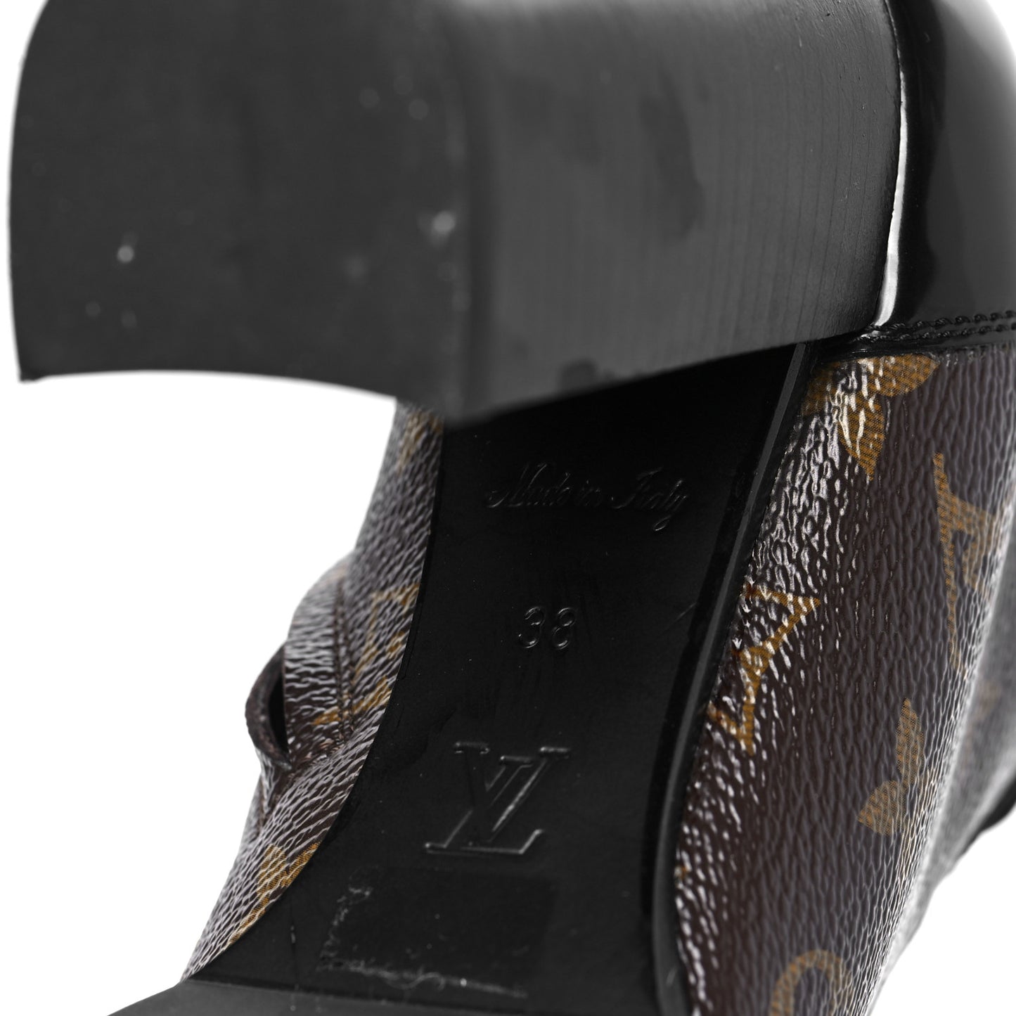 Patent Calfskin Monogram Star Trail Ankle Boots 38 Black