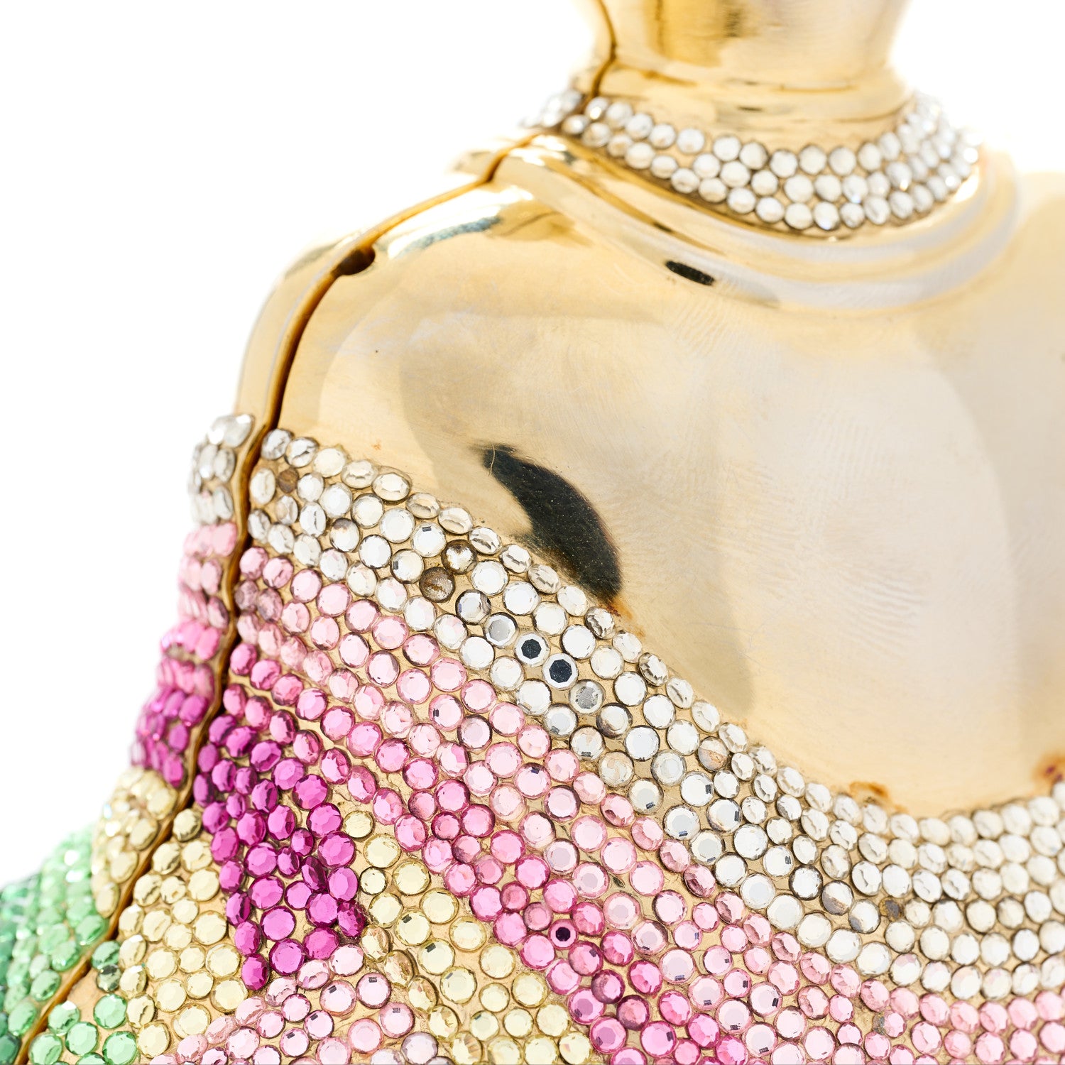 Judith Leiber Swarovski Crystal Buddha Minaudiere Clutch Gold 14 of 16