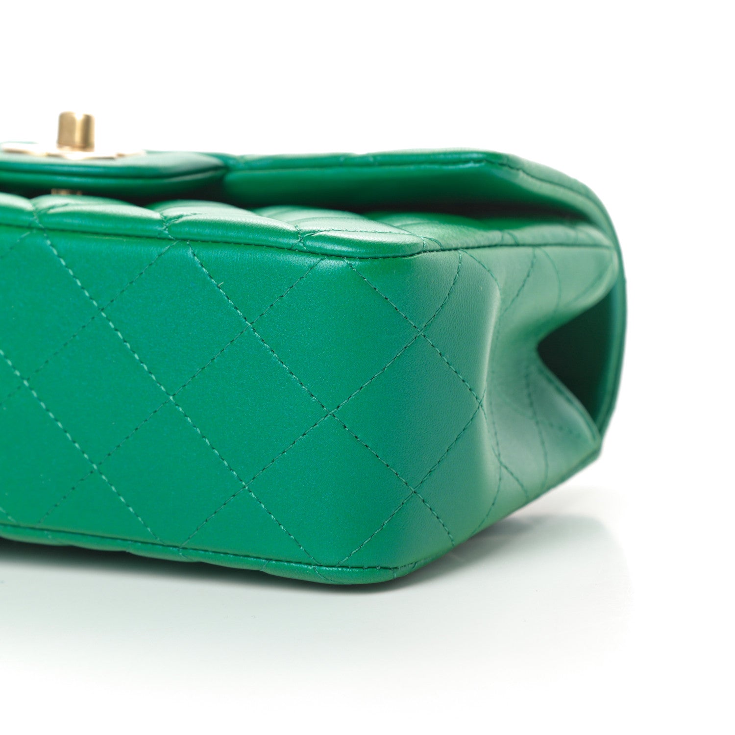 Chanel Iridescent Lambskin Quilted Mini Top Handle Rectangular Flap Green 10 of 11