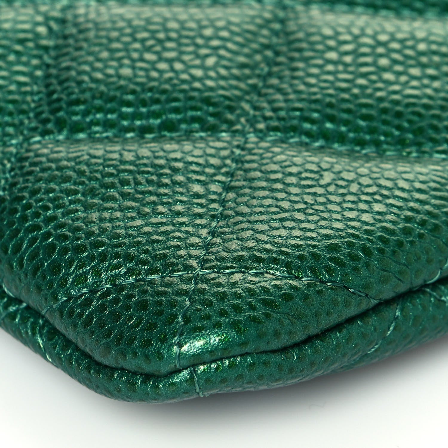 Chanel Metallic Caviar Quilted Medium Cosmetic Case Green 10 of 13