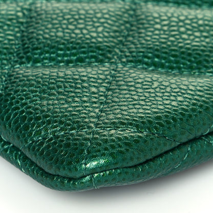 Chanel Metallic Caviar Quilted Medium Cosmetic Case Green 10 of 13