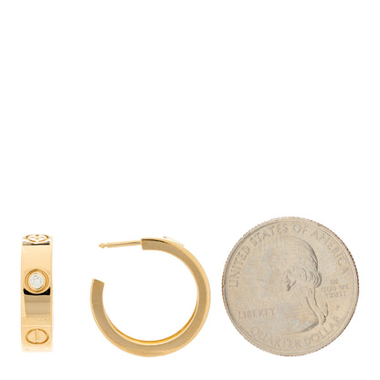 Cartier 18K Yellow Gold 2 Diamond 5.5mm LOVE Hoop Earrings 2 of 7