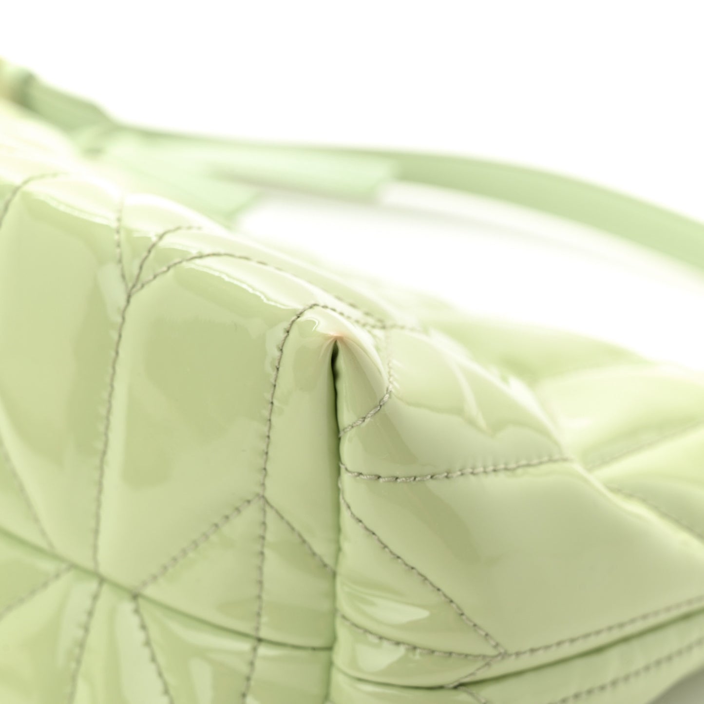 Patent Quilted Mini Spirit Ciré Bag Aqua