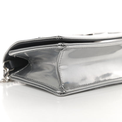Christian Dior Metallic Patent Micro-Cannage Baby Diorama Flap Bag Silver 9 of 11