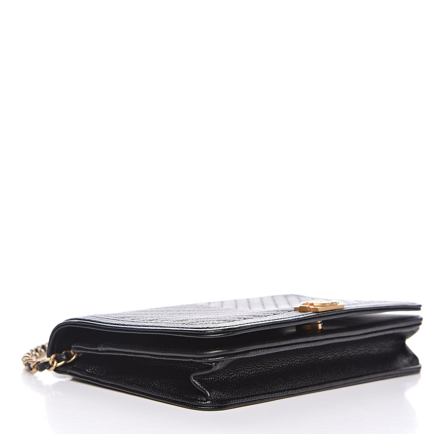 Caviar Chevron Quilted Boy Wallet On Chain WOC Black