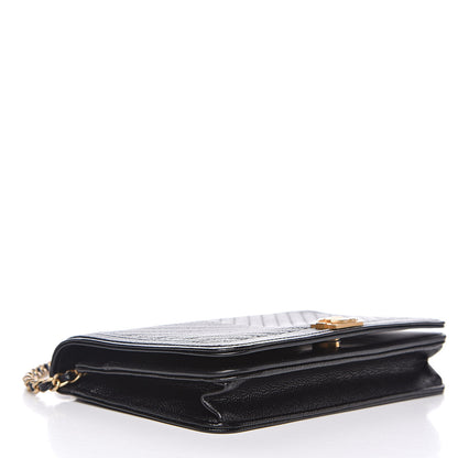 Chanel Caviar Chevron Quilted Boy Wallet On Chain WOC Black 4 of 13