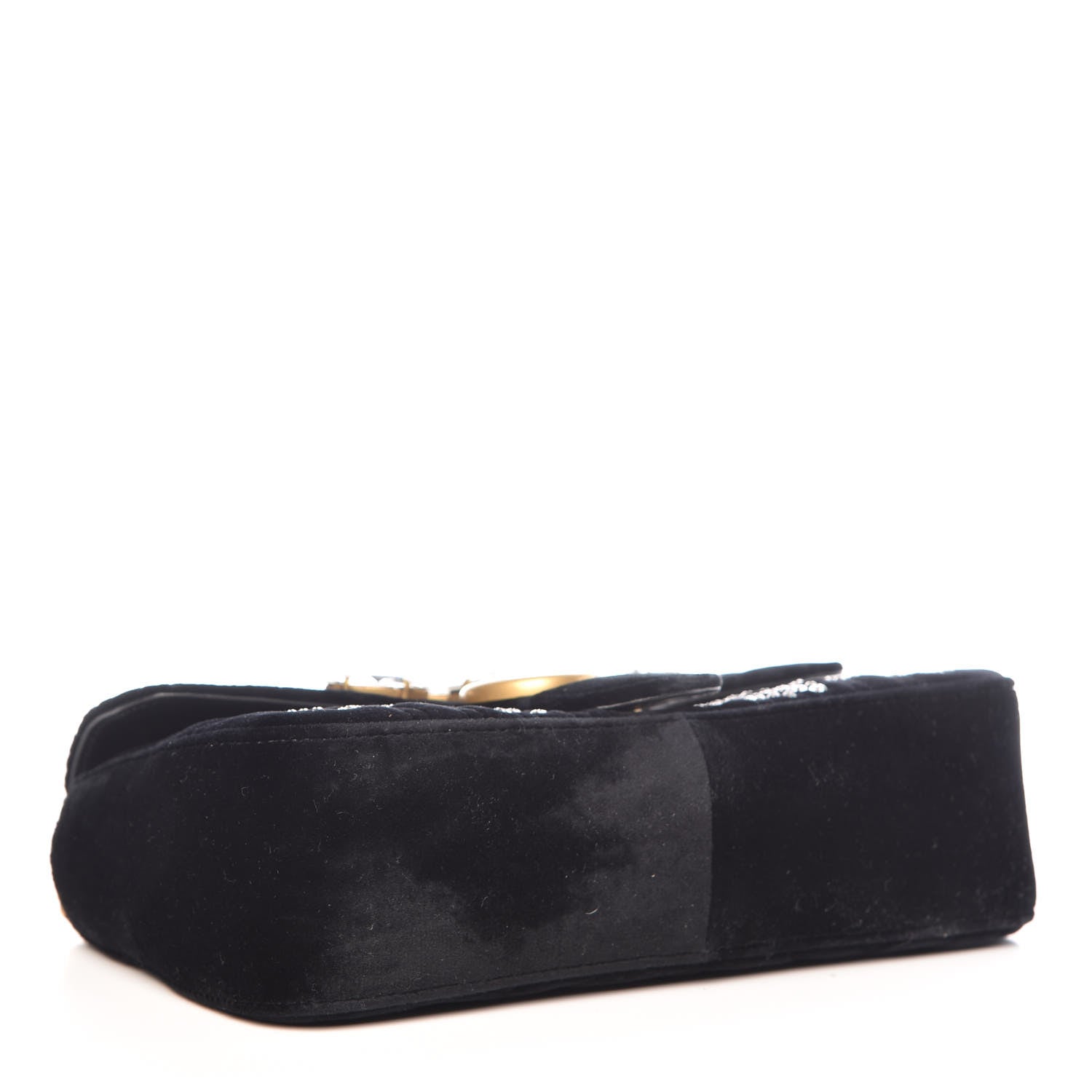 Gucci Velvet Matelasse Marquise Crystals Embroidered Small GG Marmont Shoulder Bag Black 4 of 9