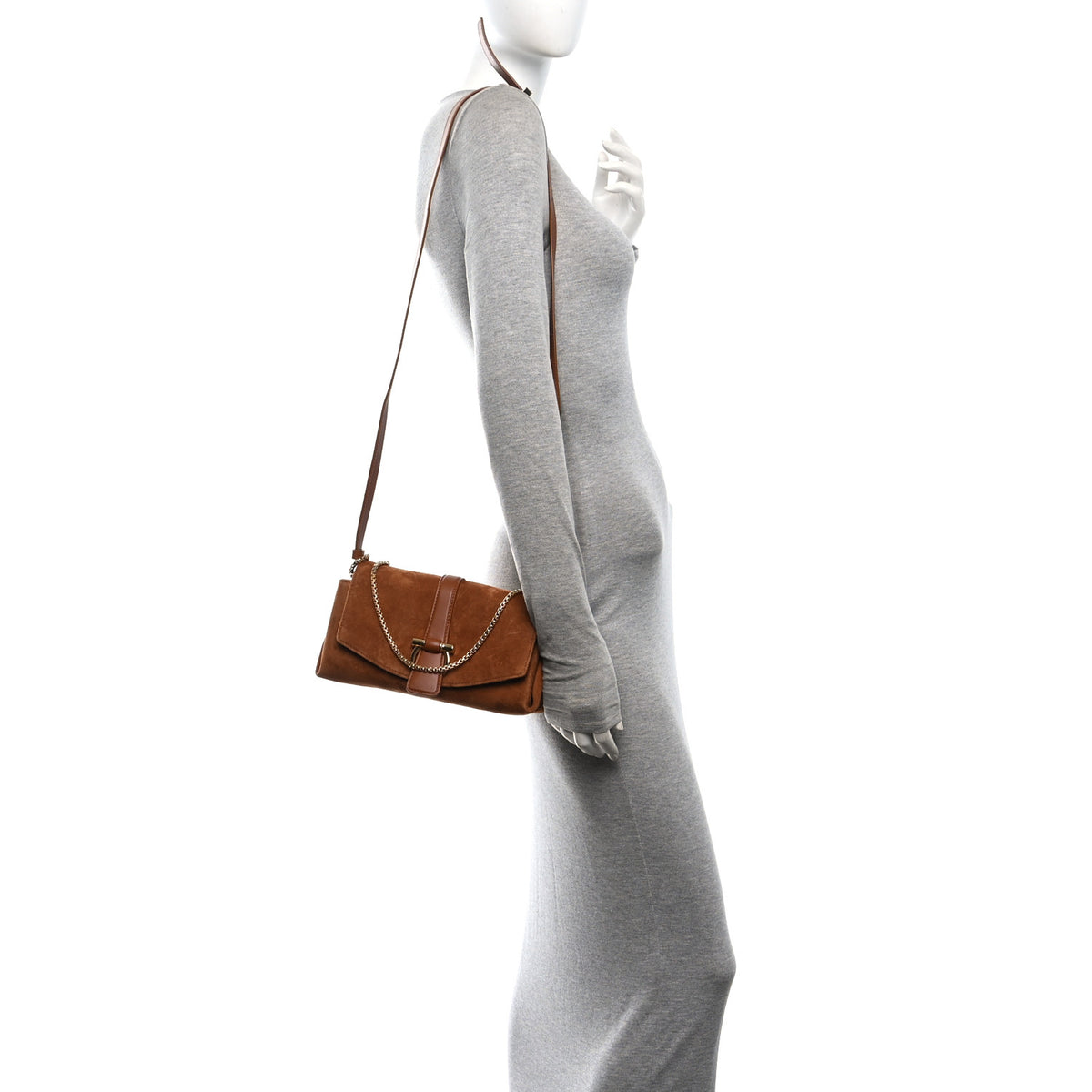 Salvatore Ferragamo Suede Mini Mia Crossbody Bag Naturale 2 of 9