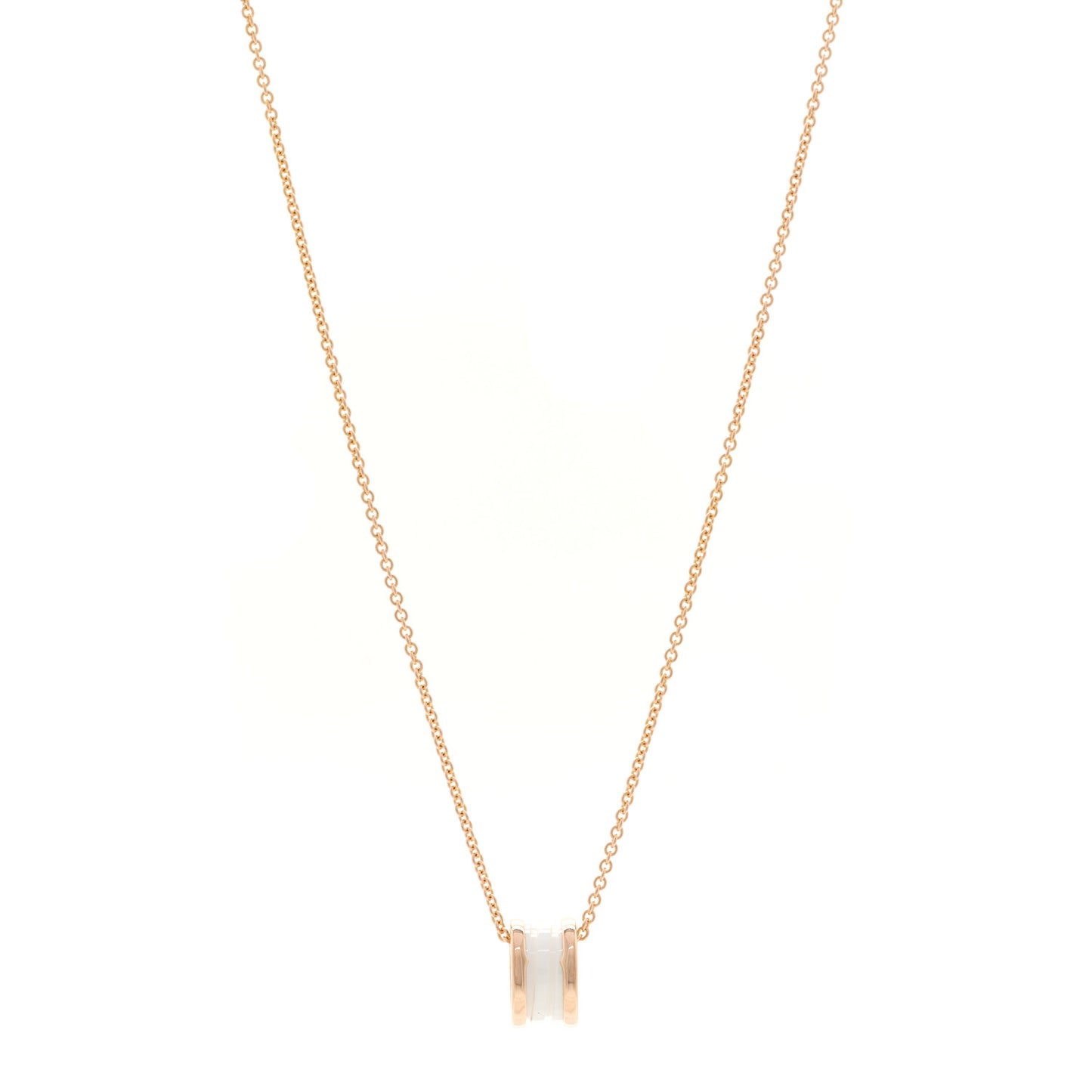 18K Rose Gold White Ceramic B.Zero1 Pendant Necklace