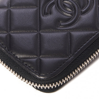 Chanel Lambskin Quilted Diamond CC Zip Around Coin Purse Black 5 of 11