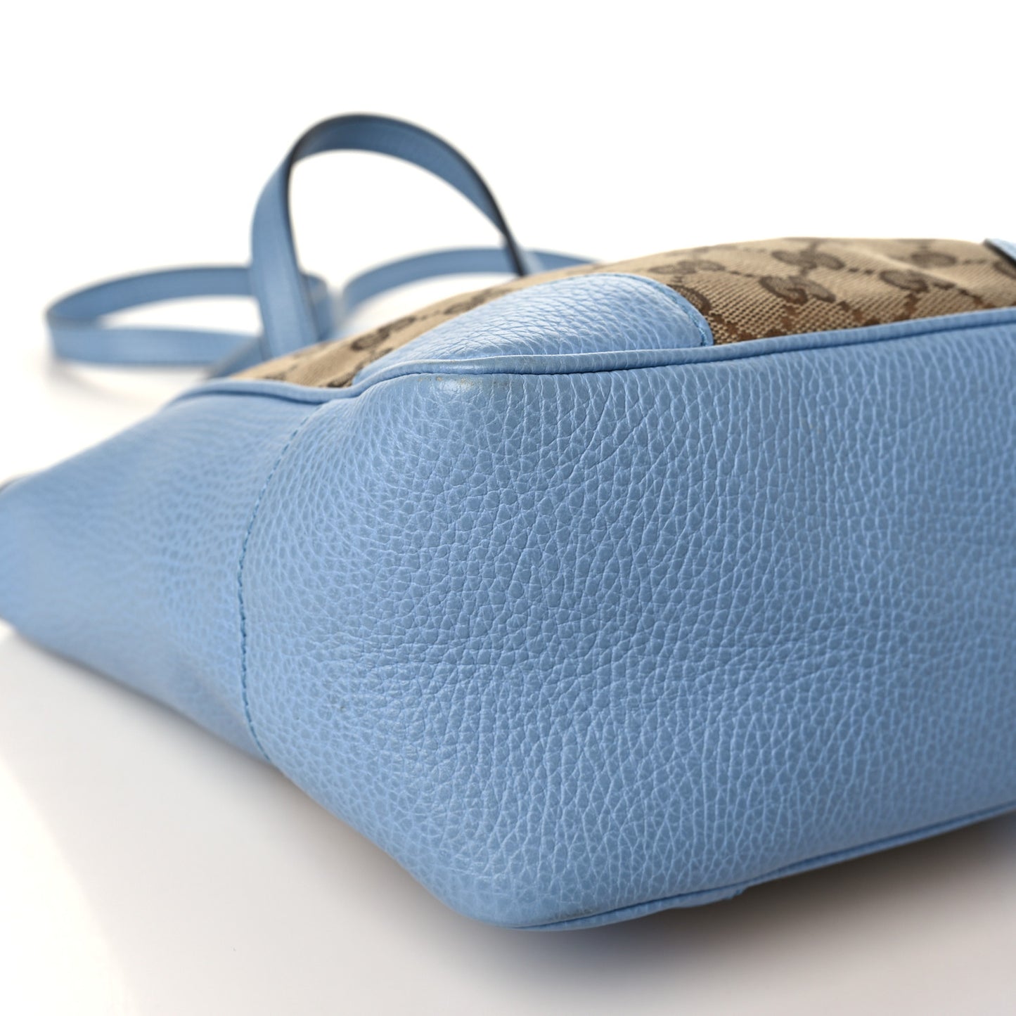 Monogram Dollar Calfskin Small Bree Tote Beige Ebony Mineral Blue