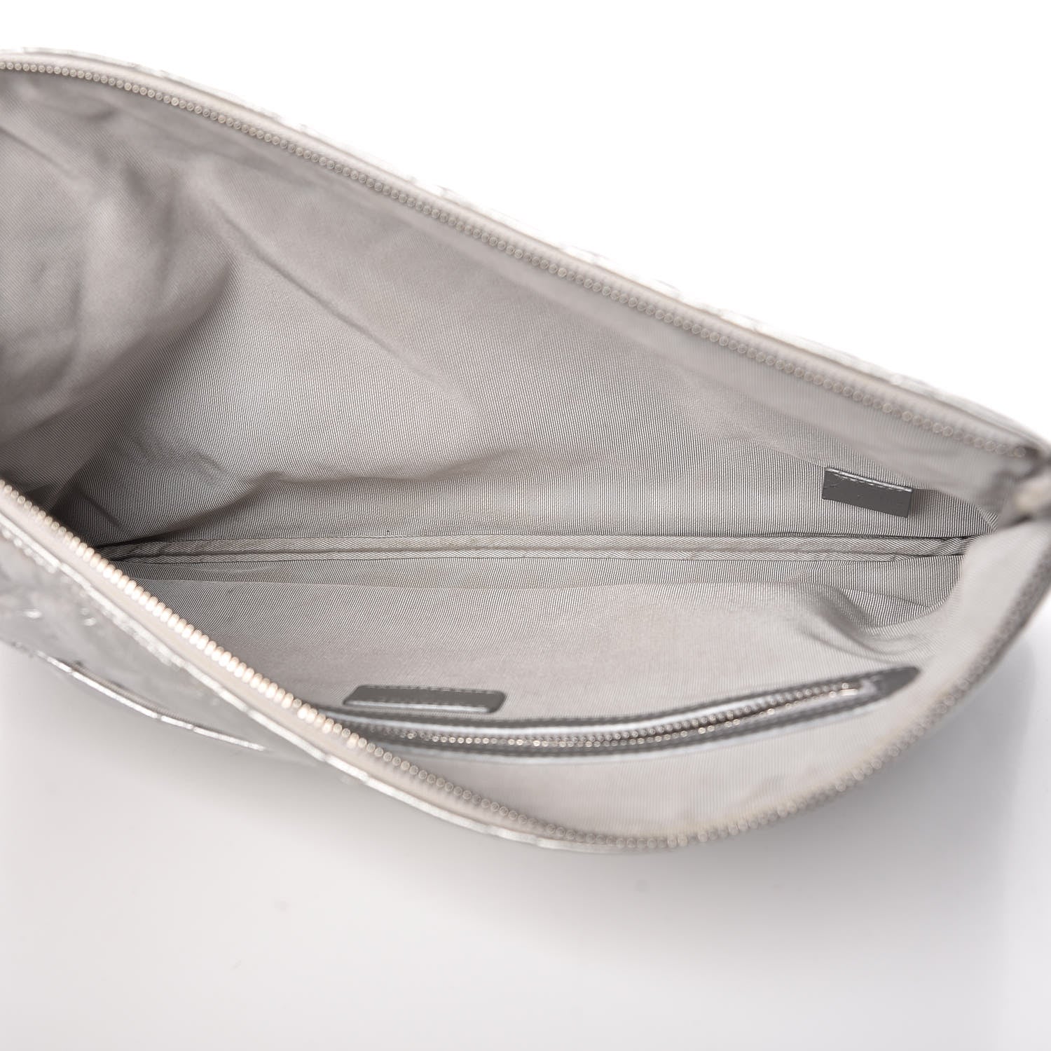Chanel Metallic Calfskin Quilted Large Cosmo Cosmetic Case Silver 5 of 9