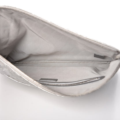 Chanel Metallic Calfskin Quilted Large Cosmo Cosmetic Case Silver 5 of 9