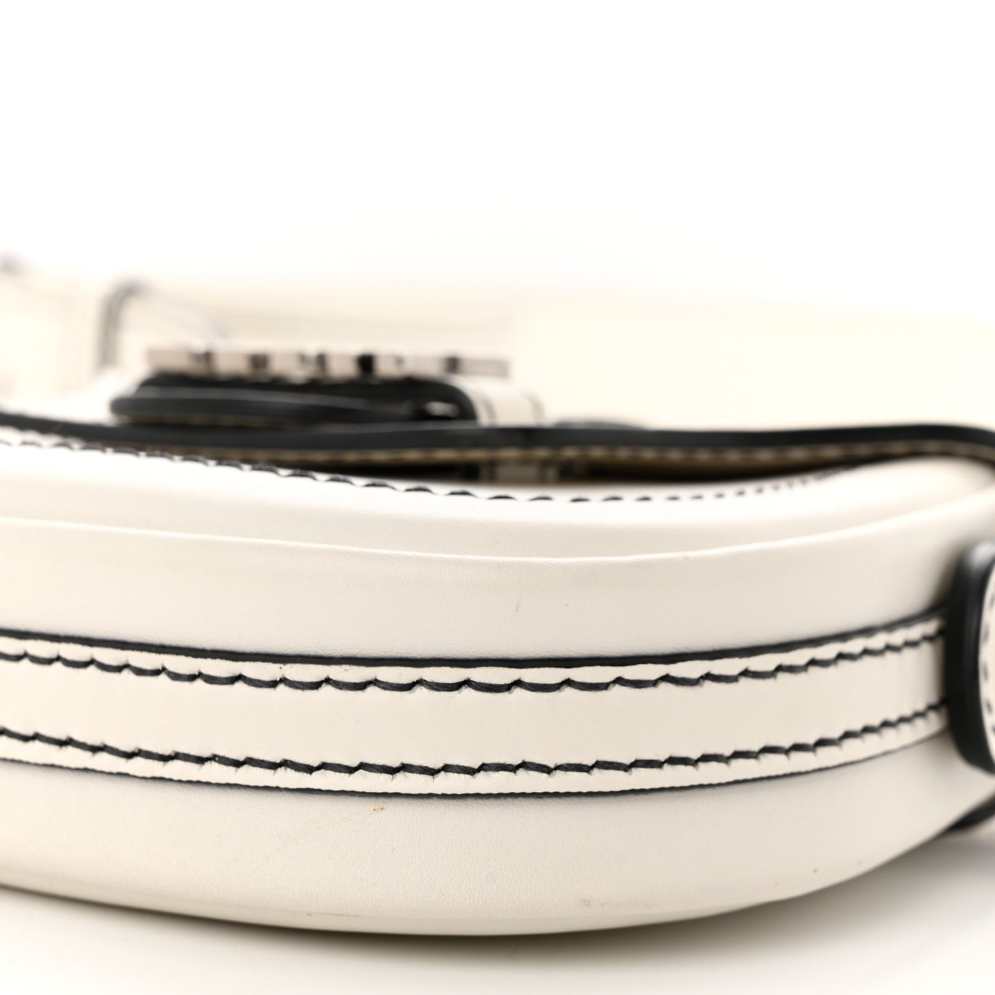 Calfskin Mini D Fence Saddle Bag White