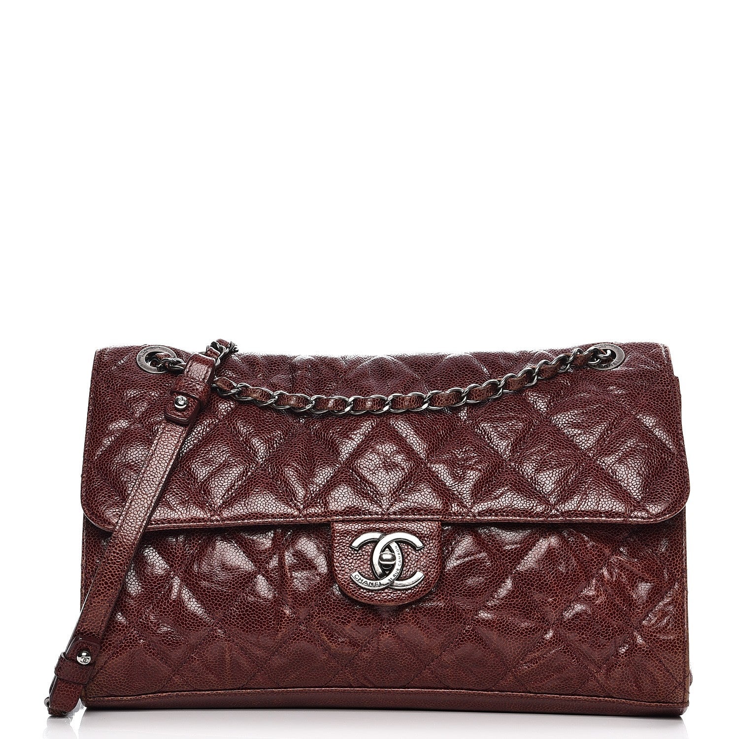 Chanel Crumpled Grained Calfskin Jumbo CC Crave Flap Burgundy 1 of 12