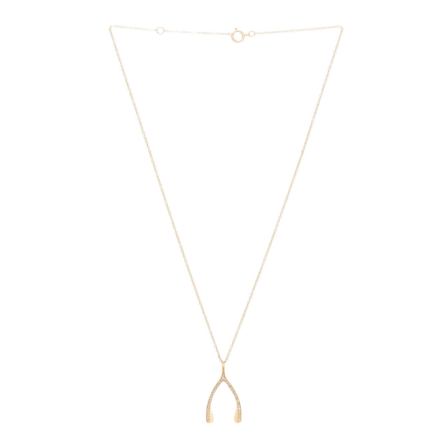 Jennifer Meyer 18K Yellow Gold Diamond Wishbone Pendant Necklace 3 of 5