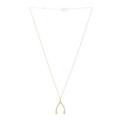 Jennifer Meyer 18K Yellow Gold Diamond Wishbone Pendant Necklace 3 of 5