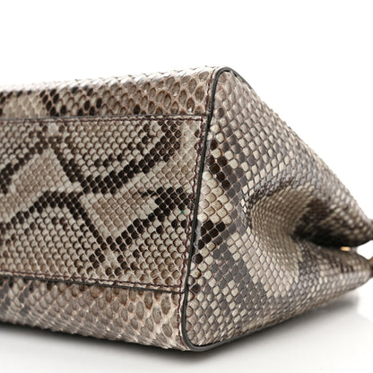 Fendi Snakeskin Camoscio Mini Peekaboo Iconic Satchel Asfalto Nocciola 11 of 12