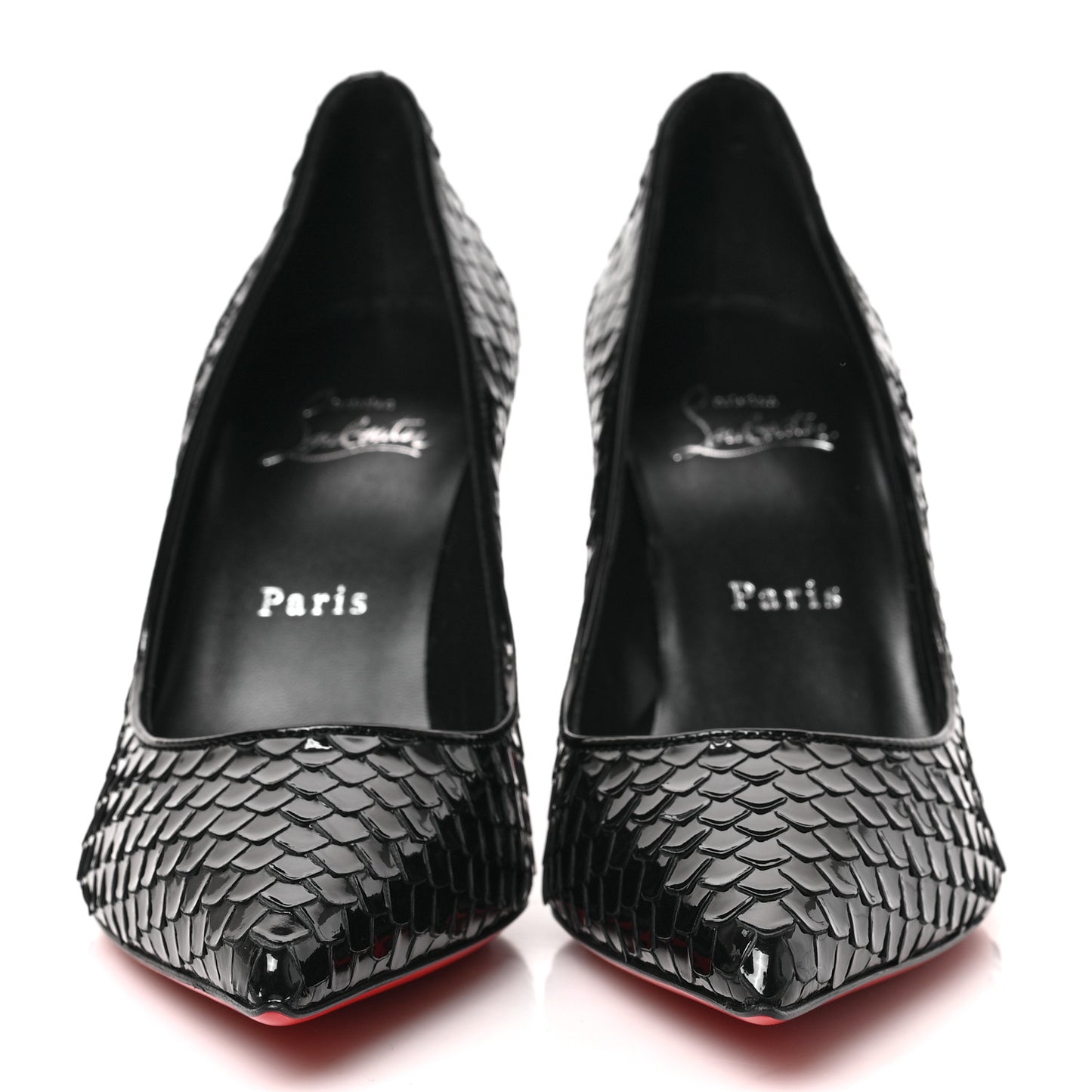 Patent Calfskin Snakeskin Embossed Kate 85 Pumps 37 Black