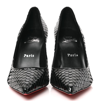 Christian Louboutin Patent Calfskin Snakeskin Embossed Kate 85 Pumps 37 Black 2 of 7