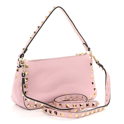 Valentino Garavani Pebbled Calfskin Small Rockstud Flip Lock Shoulder Bag Water Rose 3 of 9