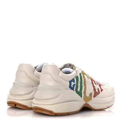 Gucci Apollo Calfskin Glitter Game Logo Womens Rhyton Sneakers 39 Mystic White 5 of 14