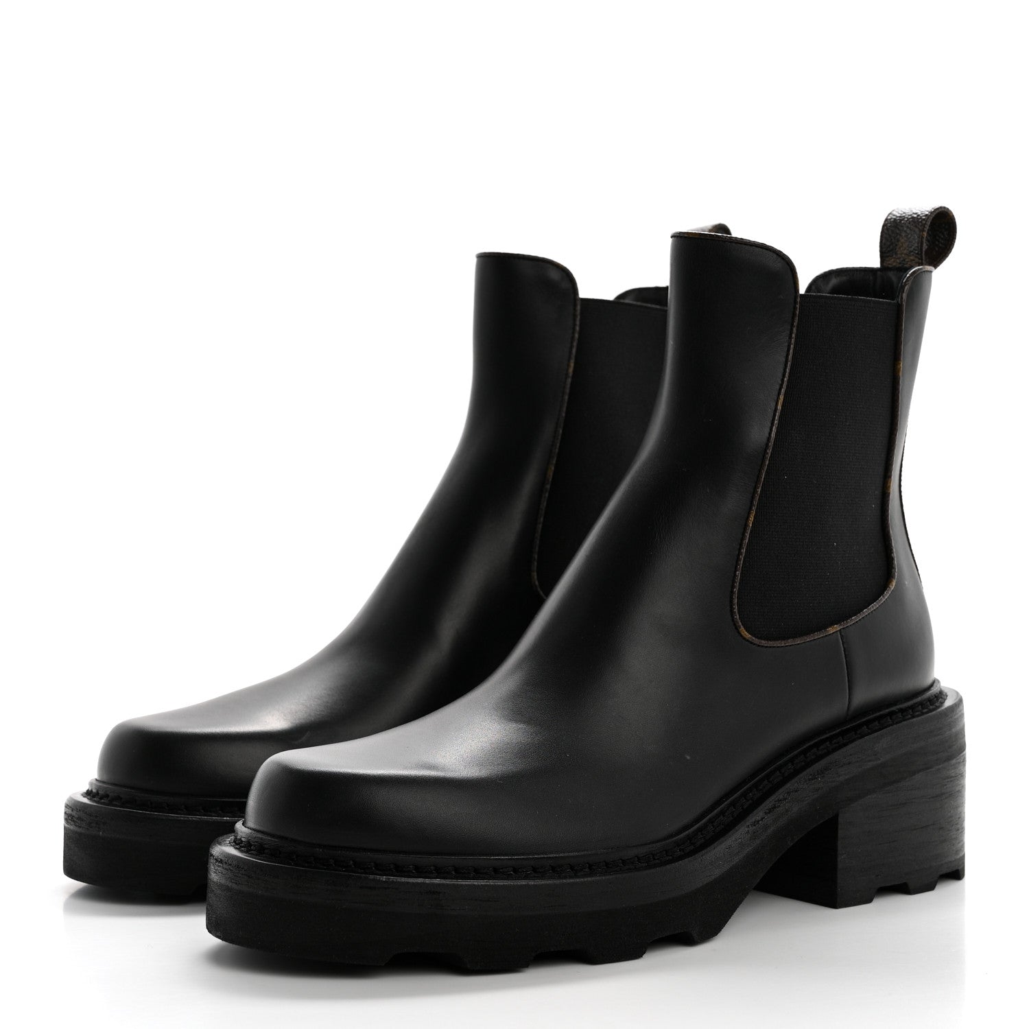 Louis Vuitton Calfskin Monogram Beaubourg Ankle Boots 39 Black 3 of 10